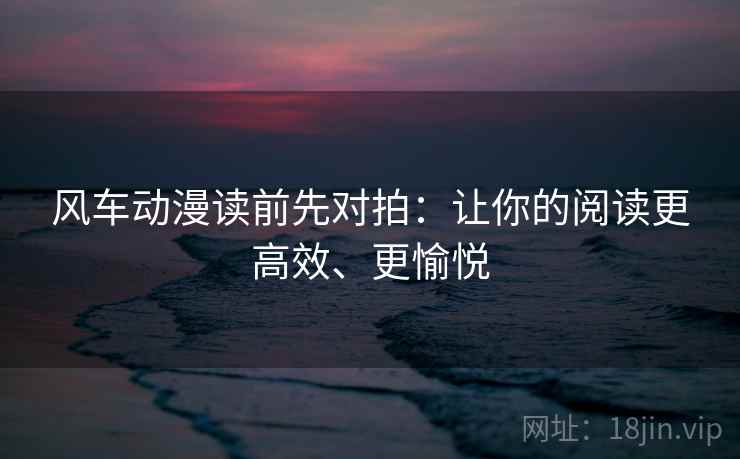 风车动漫读前先对拍：让你的阅读更高效、更愉悦