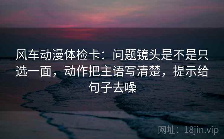 风车动漫体检卡：问题镜头是不是只选一面，动作把主语写清楚，提示给句子去噪