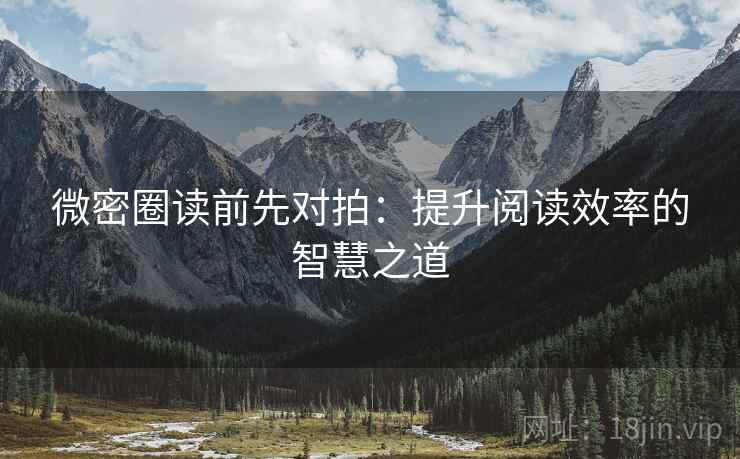 微密圈读前先对拍：提升阅读效率的智慧之道